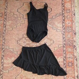 Black Bodysuit and Skirt Set